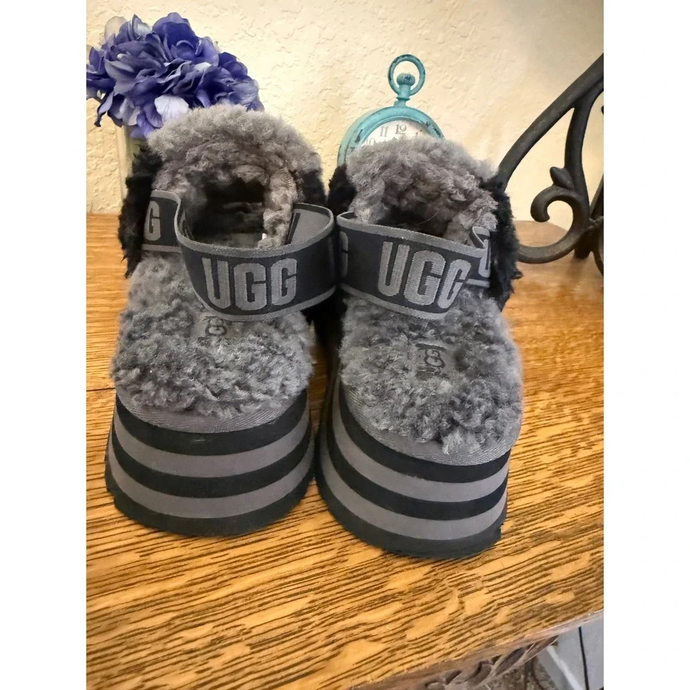 Ugg Disco Checker Slide in Gray/Black Size 10 Cozycore Y2K Retro Soft Grunge